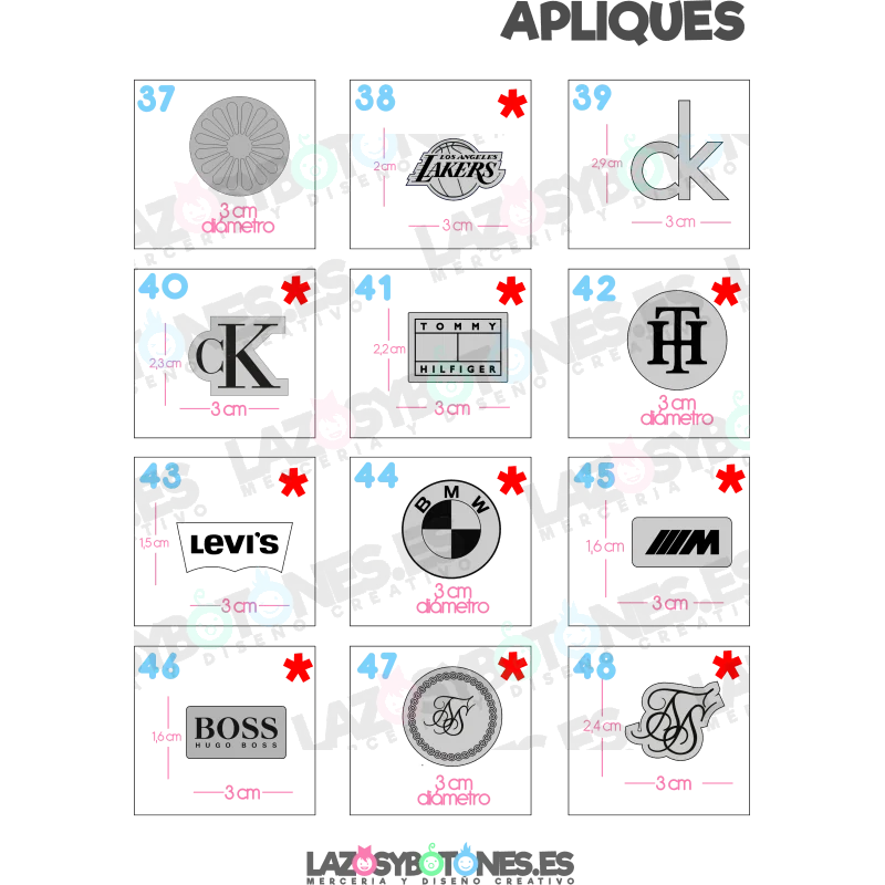 APLIQUE - RESINA LOGOS MARCAS 