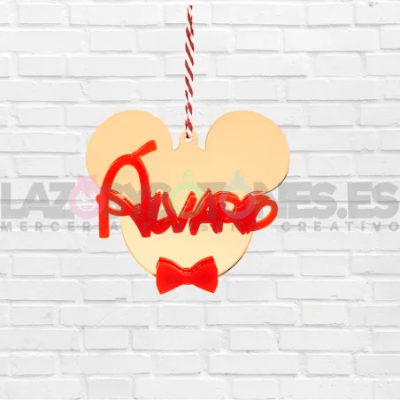 BOLA DE NAVIDAD - MOD. MICKEY PAJARITA ROJA DOS CAPAS