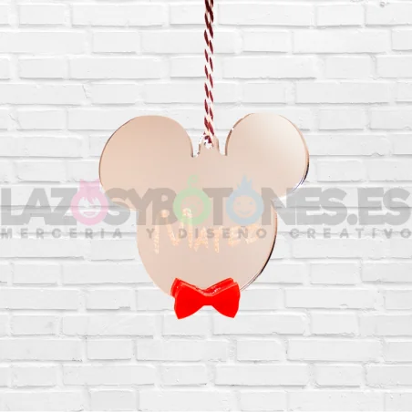 BOLA DE NAVIDAD - MOD. MICKEY PAJARITA ROJA GRABADA