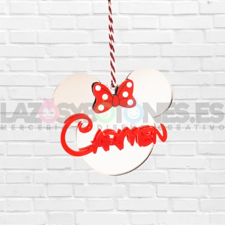 BOLA DE NAVIDAD - MOD. MINNIE LAZO ROJO DOS CAPAS