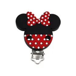 CHUPETERO DE SILICONA MINNIE LAZO ROJO