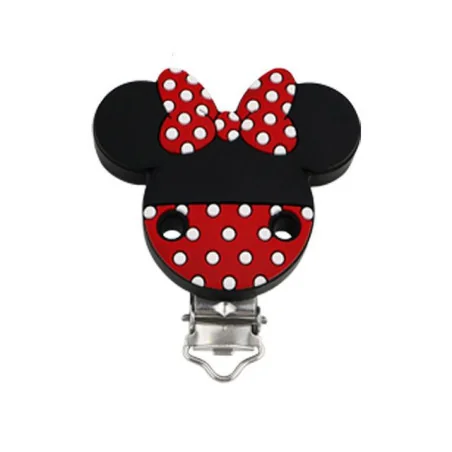 CHUPETERO DE SILICONA MINNIE LAZO ROJO