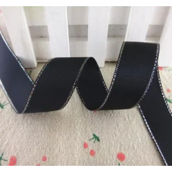 Cinta grosgrain HILO PLATEADO 38mm - Negro