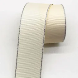Cinta grosgrain HILO PLATEADO 38mm - Crema