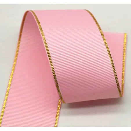 Cinta grosgrain HILO DORADO 38mm - Rosa Bebé