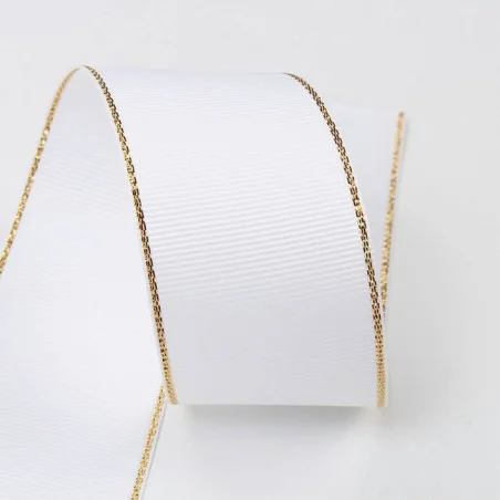 Cinta grosgrain HILO DORADO 38mm - Blanco