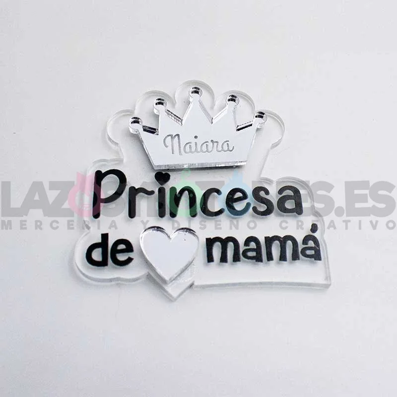 APLIQUE RESINA MOD. SOY LA PRINCESA DE PAPÁ, MAMÁ, TÍO, MADRINA, ETC