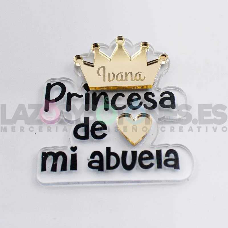 APLIQUE RESINA MOD. SOY LA PRINCESA DE PAPÁ, MAMÁ, TÍO, MADRINA, ETC