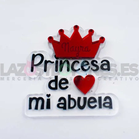 APLIQUE RESINA MOD. SOY LA PRINCESA DE PAPÁ, MAMÁ, TÍO, MADRINA, ETC