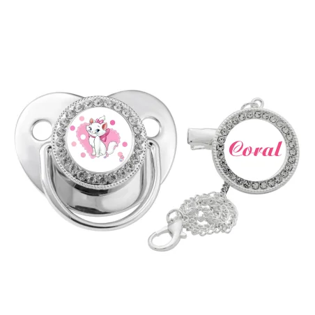 CHUPETE BRILLO PLATEADO + CADENA PERSONALIZADO