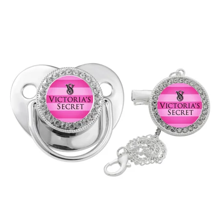 CHUPETE BRILLO PLATEADO + CADENA PERSONALIZADO