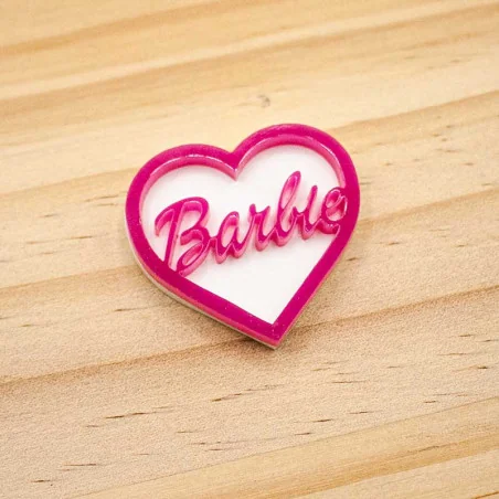APLIQUE RESINA DOBLE - CORAZÓN BARBIE LOGO