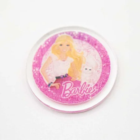 APLIQUE - RESINA CON IMAGEN BARBIE PERSONALIZADA 3.5cm 