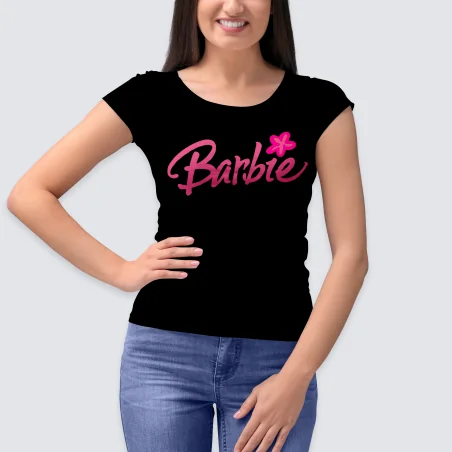 PEGATINA PARA ROPA A TODO COLOR - BARBIE LOGO FLOR