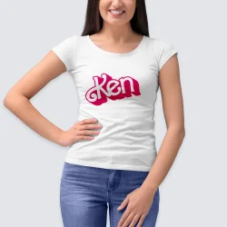 PEGATINA PARA ROPA A TODO COLOR - BARBIE KEN LOGO - ROSA