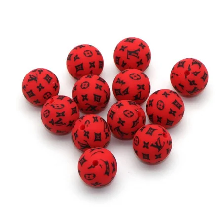 BOLA SILICONA LOUIS VUITTON ROJO - 15MM