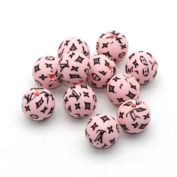 BOLA SILICONA LOUIS VUITTON ROSA - 15MM