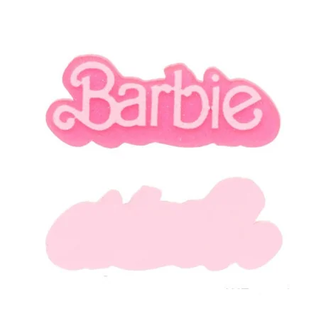 APLIQUE RESINA BARBIE LOGO GLITTER - 45MM