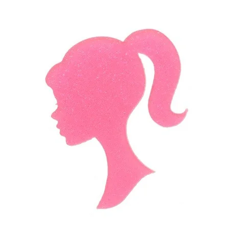 APLIQUE RESINA BARBIE SILUETA GLITTER - 45MM