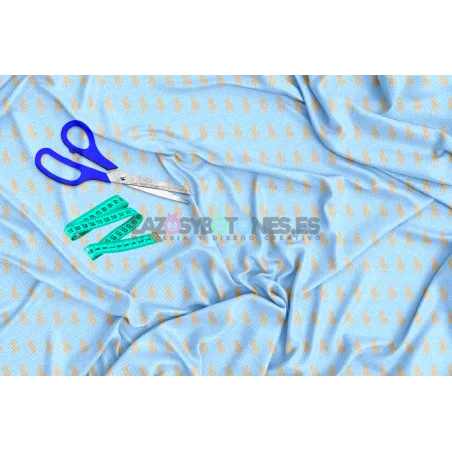 ¡PREVENTA! Tela Polo RL Azul/Camel - 150cm/ancho