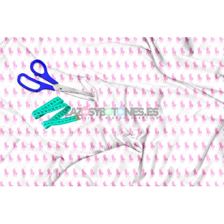 ¡PREVENTA! Tela Polo RL Blanco/Rosa - 150cm/ancho