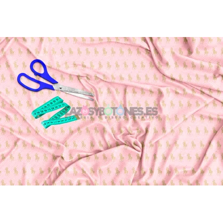 ¡PREVENTA! Tela Polo RL Rosa/Camel - 150cm/ancho
