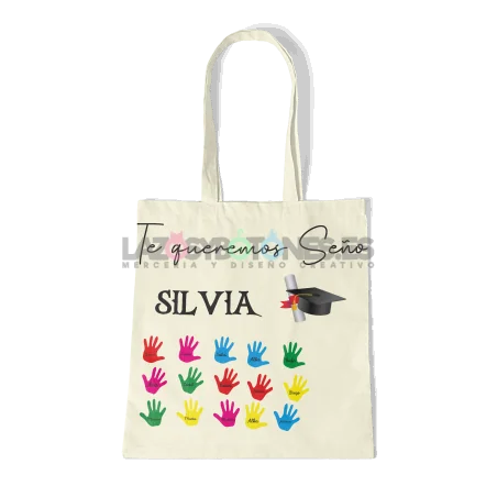 BOLSA PERSONALIZADA PROFESORES - BIRRETE Y MANOS