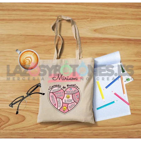 BOLSA PERSONALIZADA PROFESORES - CORAZÓN DE MAESTRO