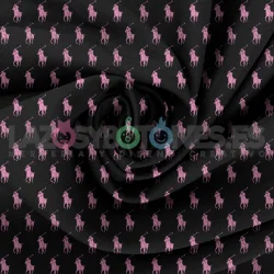 Tela Polo RL Negro/rosa - 150cm/ancho