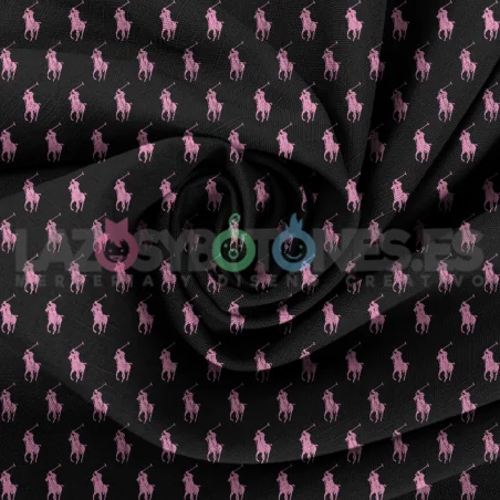 Tela Polo RL Negro/rosa - 150cm/ancho