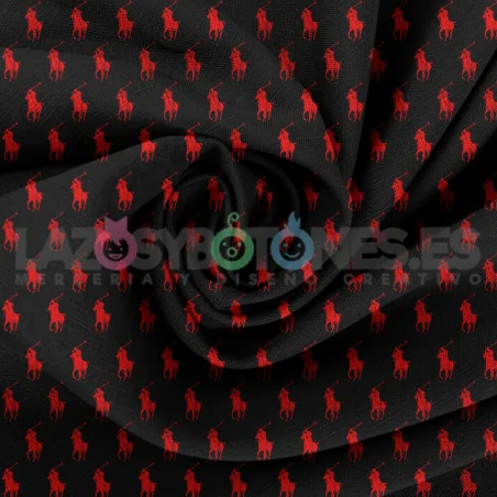 Tela Polo RL Negro/rojo - 150cm/ancho