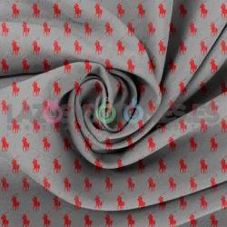 Tela Polo RL Gris/Rojo - 150cm/ancho