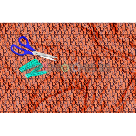 Tela Dior Marino / Naranja - 150cm/ancho