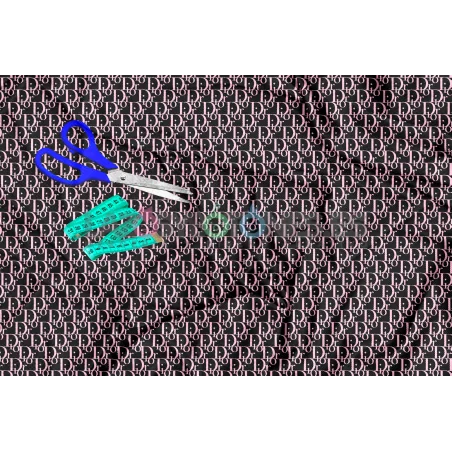 Tela Dior Rosa Bebé / Negro - 150cm/ancho