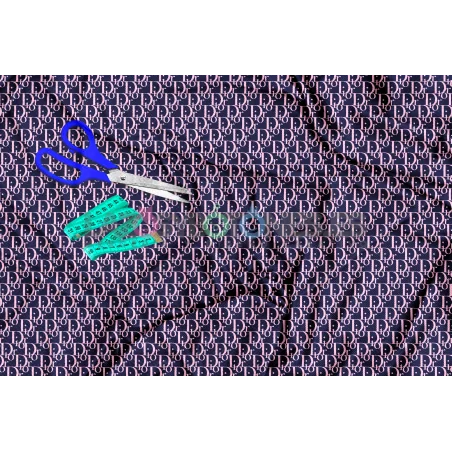 Tela Dior Rosa Bebé / Marino - 150cm/ancho