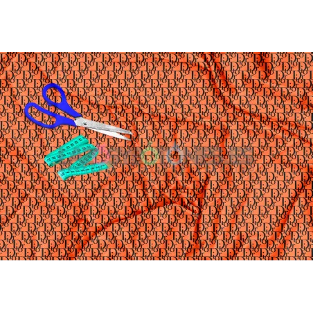 Tela Dior Negro / Naranja - 150cm/ancho