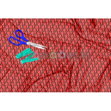 Tela Dior Negro / Coral - 150cm/ancho