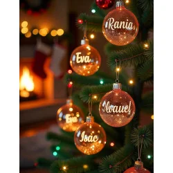 BOLA TRANSPARENTE DE NAVIDAD PERSONALIZADA NOMBRE