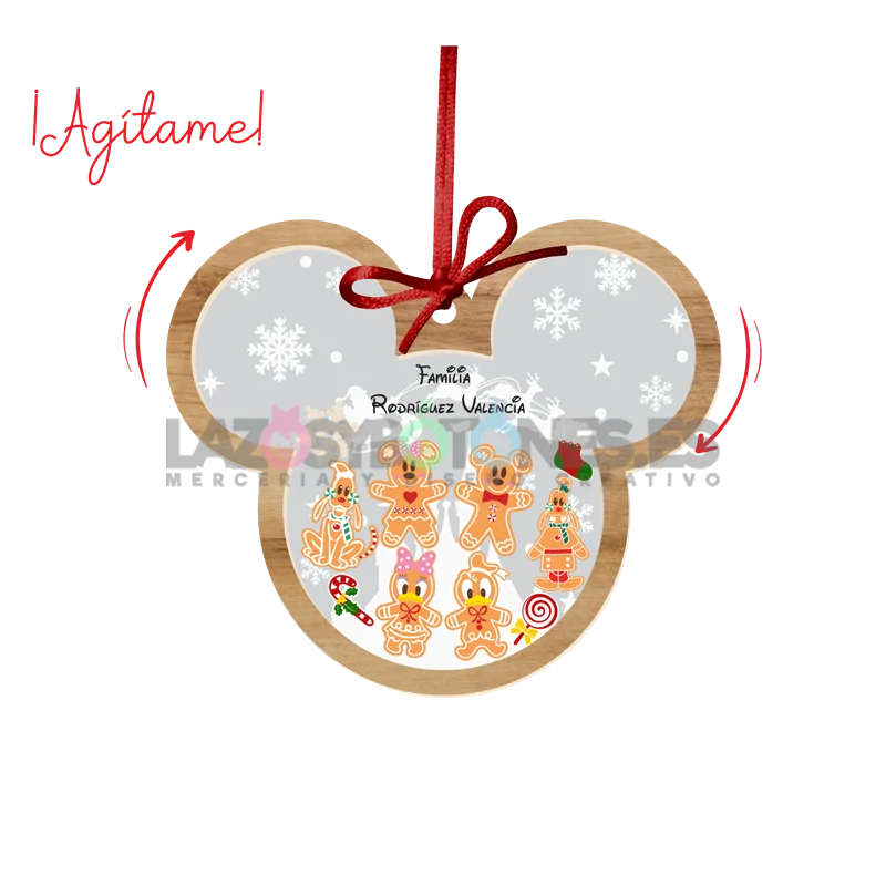 BOLA DE NAVIDAD CON PURPURINA ¡AGÍTAME! - MOD. MICKEY GALLETAS