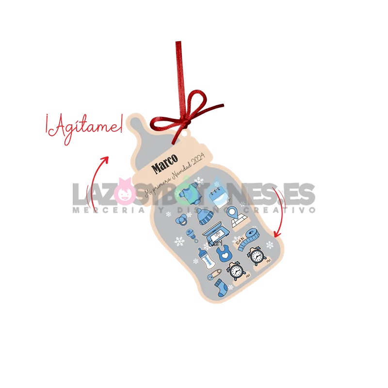 BOLA DE NAVIDAD CON PURPURINA ¡AGÍTAME! - MOD. BIBERÓN BEBÉ