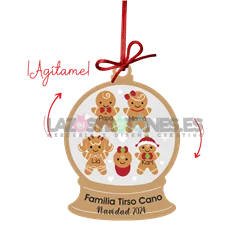 BOLA DE NAVIDAD CON PURPURINA ¡AGÍTAME! - MOD. GALLETAS DE JENGIBRE