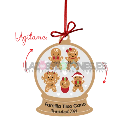 BOLA DE NAVIDAD CON PURPURINA ¡AGÍTAME! - MOD. GALLETAS DE JENGIBRE