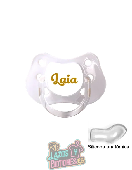 CHUPETE BLANCO PERSONALIZADO CON NOMBRE - 0 a 6 meses