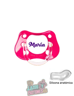 CHUPETE FUCSIA PERSONALIZADO CON NOMBRE - 0 a 6 meses