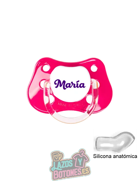 CHUPETE FUCSIA PERSONALIZADO CON NOMBRE - 0 a 6 meses