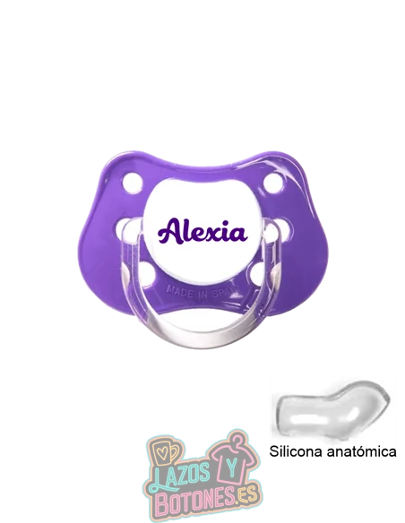 CHUPETE MORADO PERSONALIZADO CON NOMBRE - 0 a 6 meses