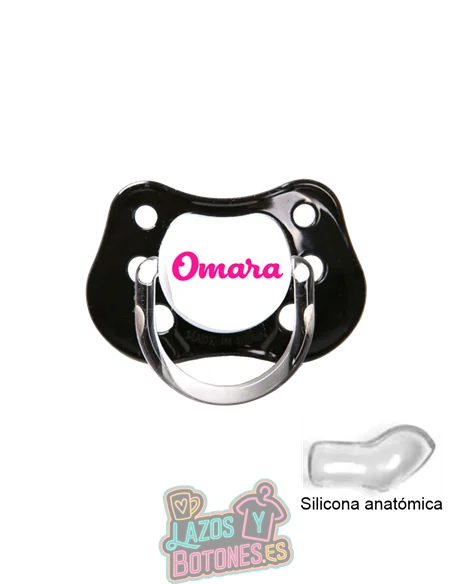 CHUPETE NEGRO PERSONALIZADO CON NOMBRE - 0 a 6 meses