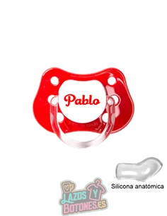 CHUPETE ROJO PERSONALIZADO CON NOMBRE - 0 a 6 meses