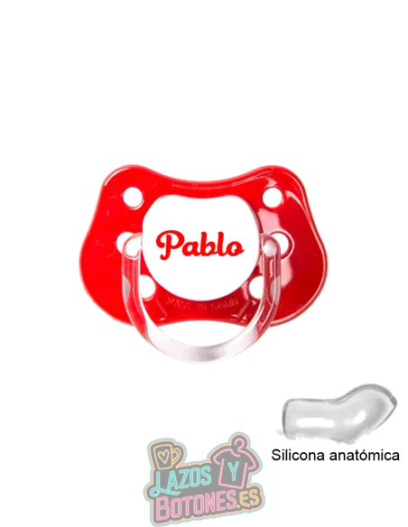 CHUPETE ROJO PERSONALIZADO CON NOMBRE - 0 a 6 meses
