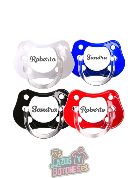 PACK DE 4 CHUPETES PERSONALIZADOS CON NOMBRE - BABY ROCK - 0 a 6 meses